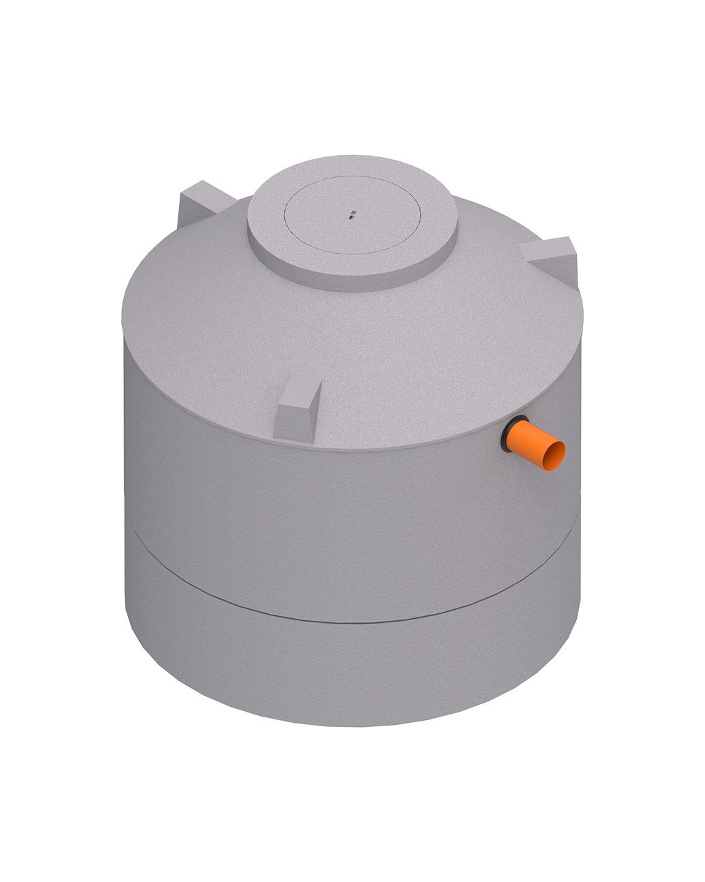 MENK Abwassersammelgrube S24, Ringbauweise aus Beton, dichter Behälter mit geschlossenem Deckel und seitlichem Zulauf.