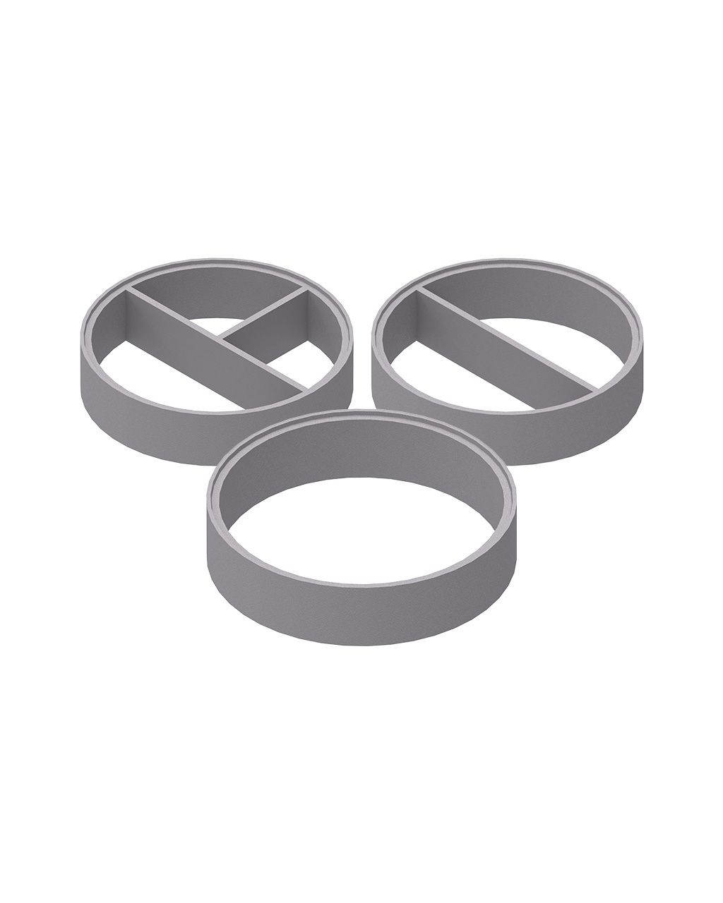 MENK Schachtringe: Darstellung der verschiedenen Ausführungen (1-, 2- und 3-Kammer-Ringe) aus Beton im Set.